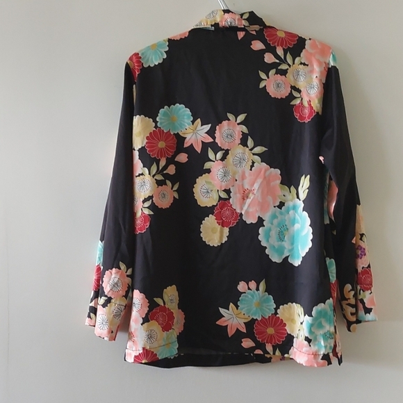 Natori vintage satin floral blouse size M - Picture 2 of 7
